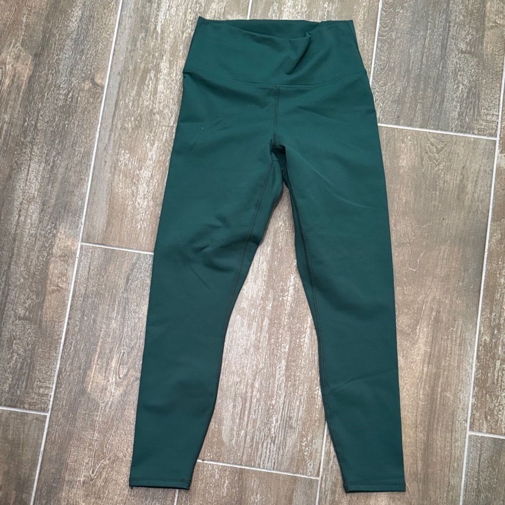 Fabletics Dark Green Leggings with Neon Yellow Accents - Picture 5 of 8